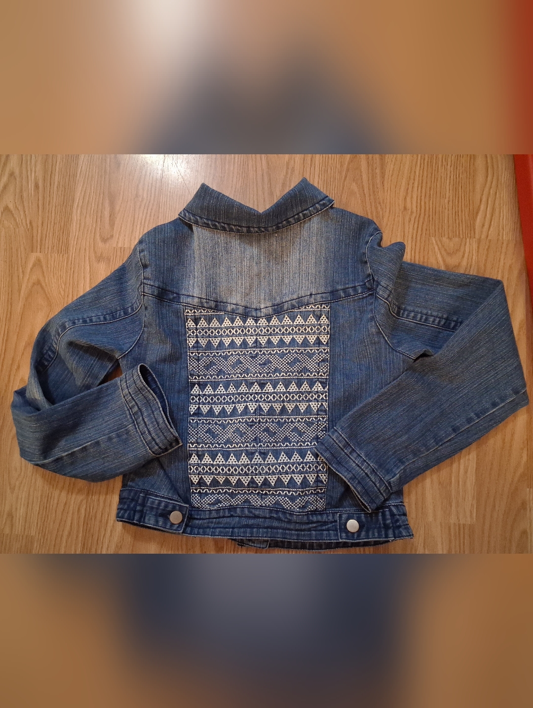 Thread & Supply Denim Jacket With White Embroidery. Womens. Size Medium. — image 4 of 8
